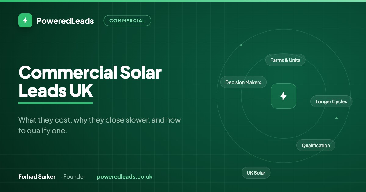 Article cover for Commercial Solar Leads UK: What They Cost and How to Qualify Them (2026)