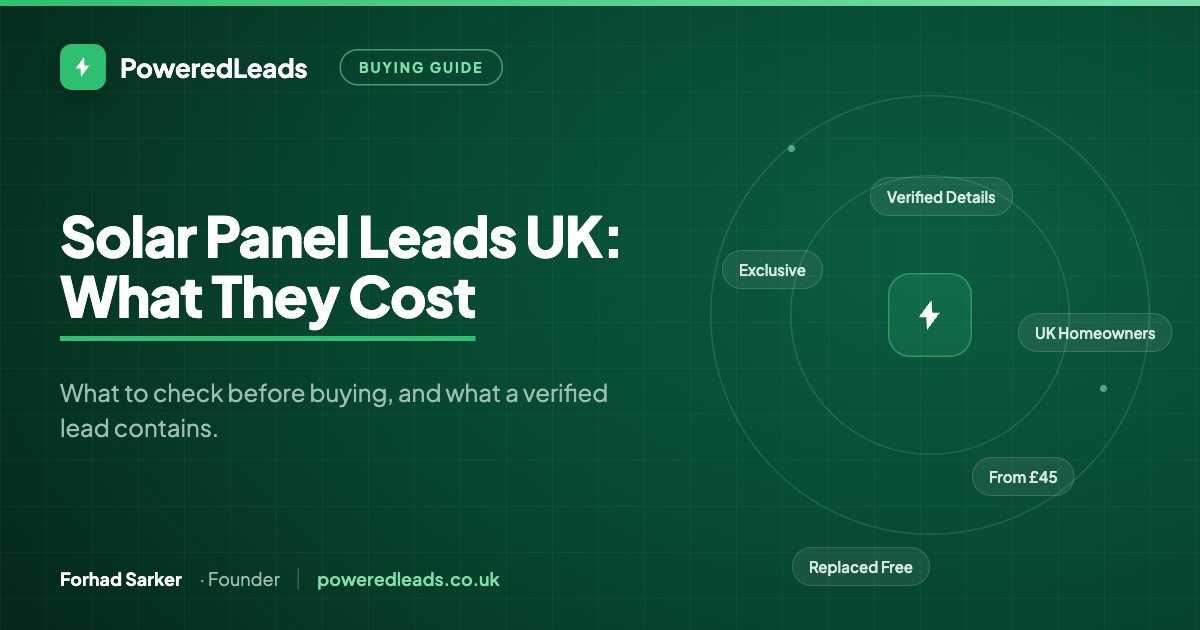 Article cover for Solar Panel Leads UK: What They Cost and What to Check Before Buying (2026)