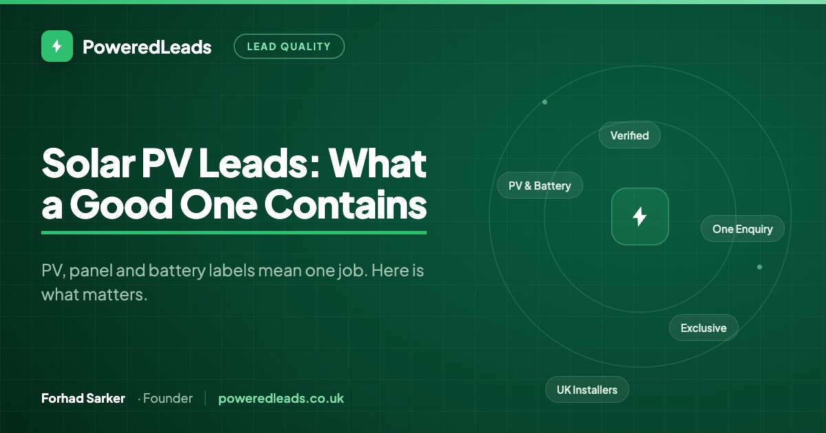 Article cover for Solar PV Leads for UK Installers: What a Good One Contains (2026)